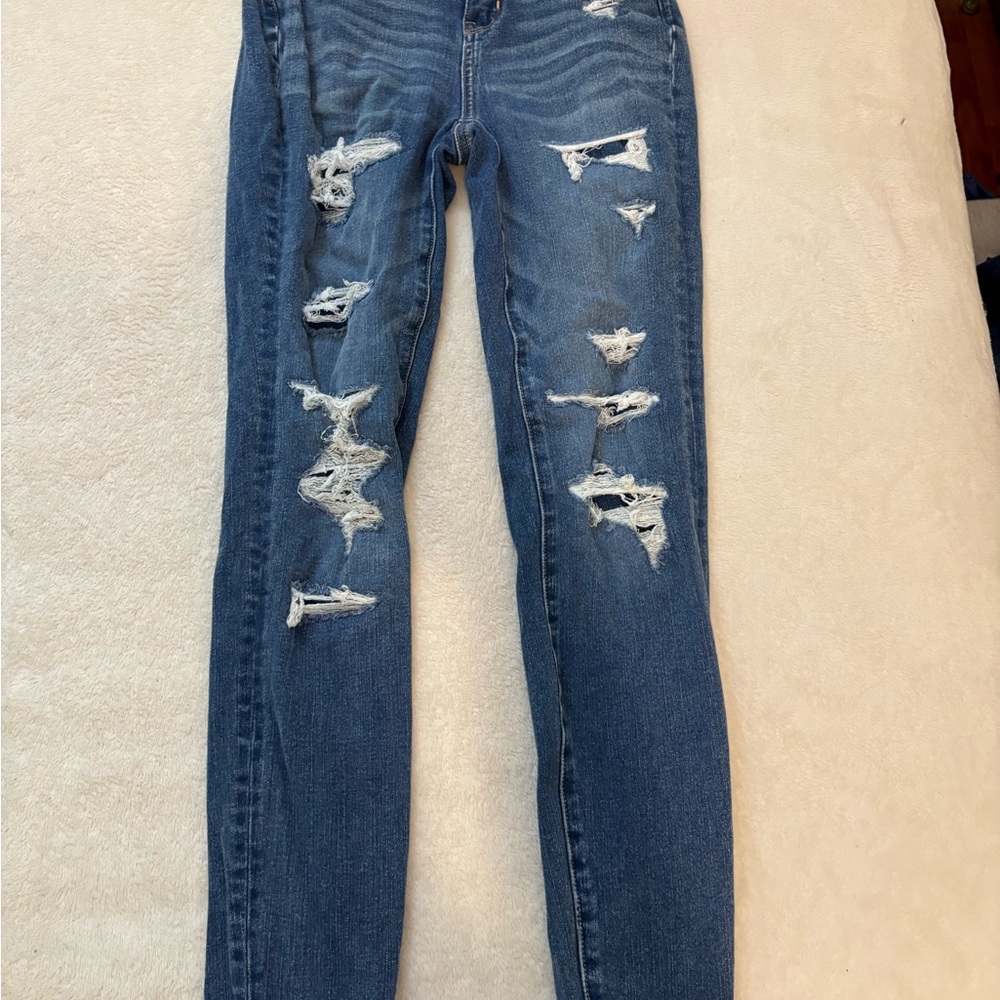 American Eagle Outfitters Ripped Blue Skinny Jeans